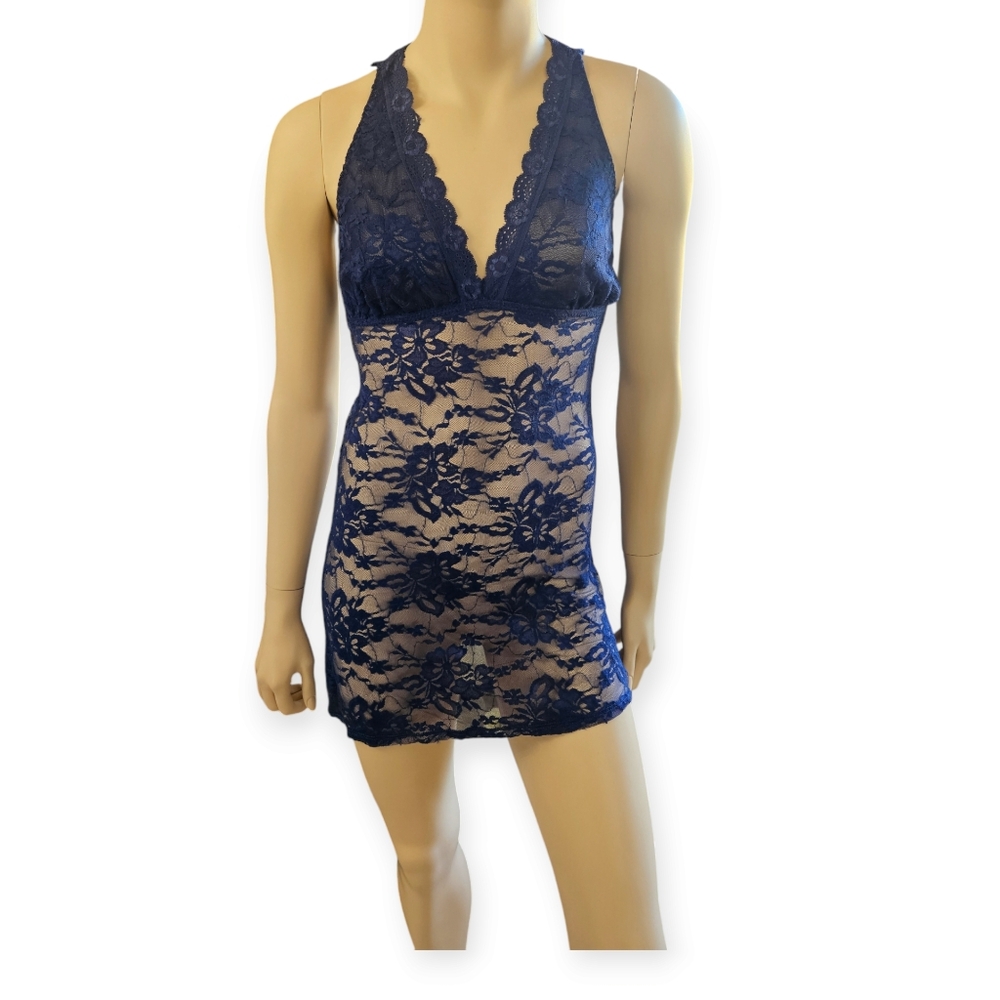 Navy Lace Chemise Slip